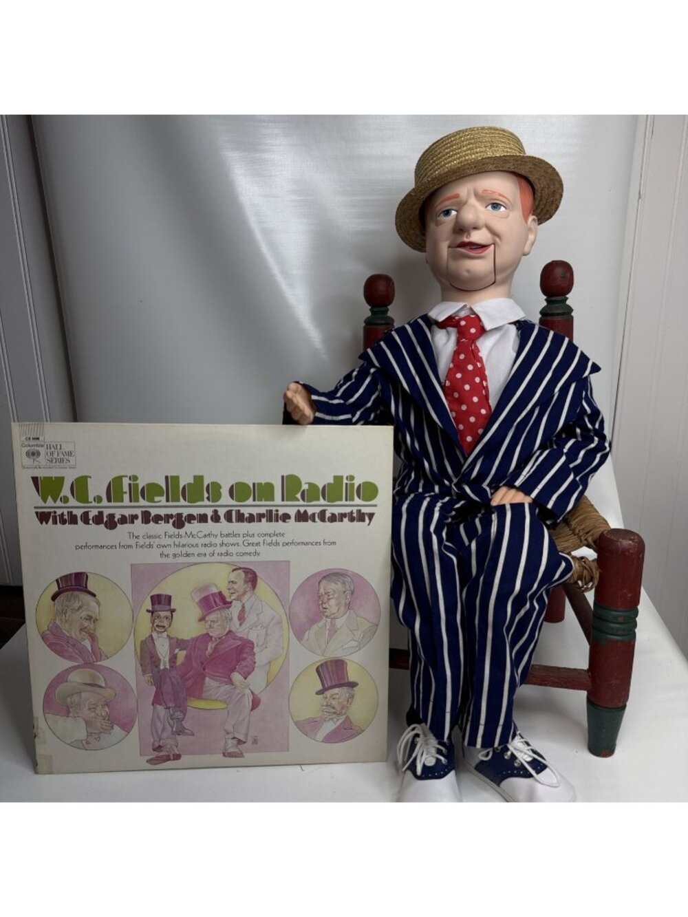 Eegee Goldberger W.C. Fields Ventriloquist Dummy/Doll - Works - W/Hat + Record